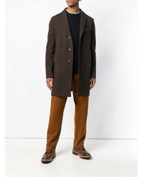 Темно-коричневое длинное пальто от Harris Wharf London