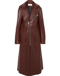 Женское темно-коричневое кожаное пальто от Chloé