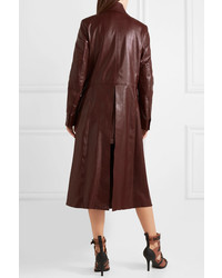 Женское темно-коричневое кожаное пальто от Chloé