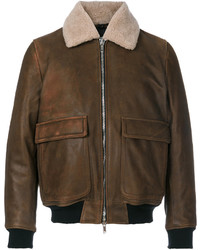 Мужское темно-коричневое кожаное пальто от MSGM