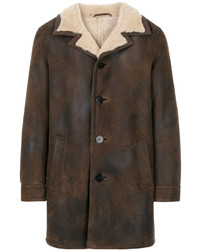 Мужское темно-коричневое кожаное пальто от Neil Barrett