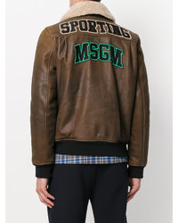 Мужское темно-коричневое кожаное пальто от MSGM