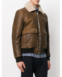 Мужское темно-коричневое кожаное пальто от MSGM