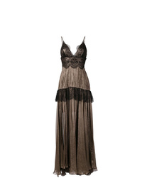 Темно-коричневое кружевное вечернее платье