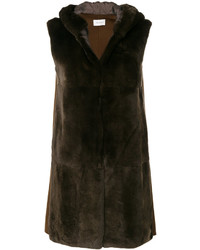 Темно-коричневое пальто без рукавов от Yves Salomon