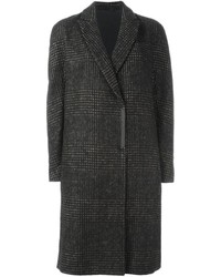 Женское темно-коричневое пальто в клетку от Brunello Cucinelli