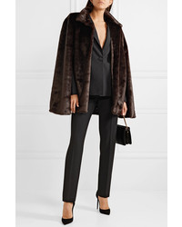 Темно-коричневое пальто-накидка от A PERDIFIATO