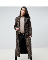 Женское темно-коричневое пальто с леопардовым принтом от Asos Tall