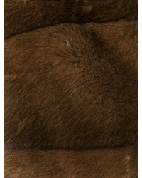 Темно-коричневое пальто с меховым воротником от P.A.R.O.S.H.