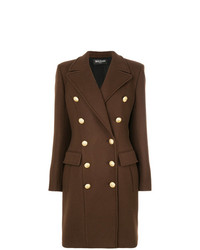 Женское темно-коричневое пальто от Balmain