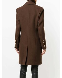 Женское темно-коричневое пальто от Balmain