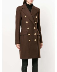 Женское темно-коричневое пальто от Balmain