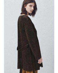 Женское темно-коричневое пальто от Mango