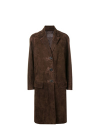 Женское темно-коричневое пальто от Prada