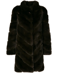Женское темно-коричневое пальто от Yves Salomon