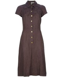 Темно-коричневое платье-миди