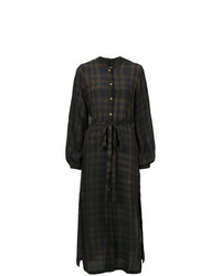 Темно-коричневое платье-миди в клетку от Uma Wang