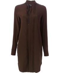 Темно-коричневое платье-рубашка