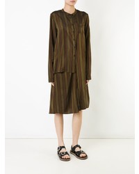 Темно-коричневое платье-рубашка в вертикальную полоску от Rundholz