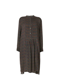 Темно-коричневое платье-рубашка с принтом от Isabel Marant Etoile
