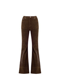 Темно-коричневые бархатные брюки-клеш от Amapô
