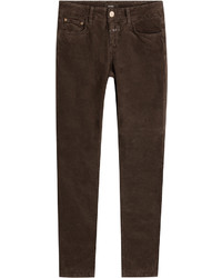 Темно-коричневые бархатные джинсы скинни