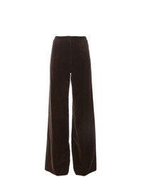 Темно-коричневые бархатные широкие брюки