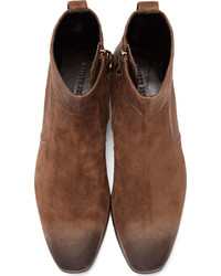 Мужские темно-коричневые ботинки челси из нубука от Haider Ackermann