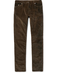 Темно-коричневые вельветовые джинсы