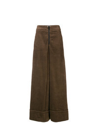 Темно-коричневые вельветовые широкие брюки