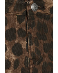 Темно-коричневые джинсы скинни с леопардовым принтом от R 13