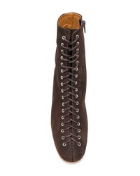 Темно-коричневые замшевые ботильоны на шнуровке от By Far