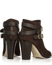 Темно-коричневые замшевые ботильоны от Jimmy Choo