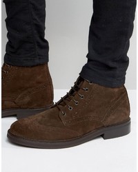Темно-коричневые замшевые ботинки броги от Asos