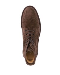 Темно-коричневые замшевые ботинки броги от Brunello Cucinelli