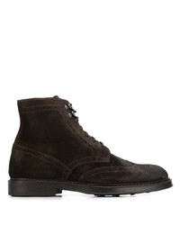Темно-коричневые замшевые ботинки броги от Doucal's