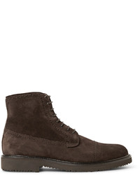 Темно-коричневые замшевые ботинки броги от Ermenegildo Zegna