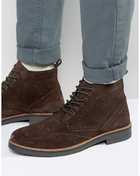 Темно-коричневые замшевые ботинки броги от Frank Wright