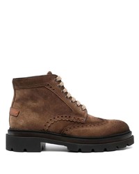 Темно-коричневые замшевые ботинки броги от Santoni