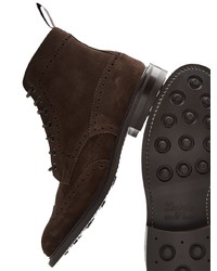 Темно-коричневые замшевые ботинки броги от Tricker's
