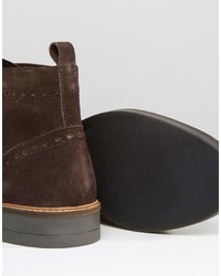Темно-коричневые замшевые ботинки броги от Frank Wright