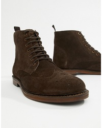 Темно-коричневые замшевые ботинки броги от WALK LONDON