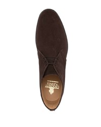Темно-коричневые замшевые ботинки дезерты от Crockett Jones