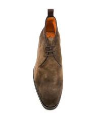 Темно-коричневые замшевые ботинки дезерты от Santoni