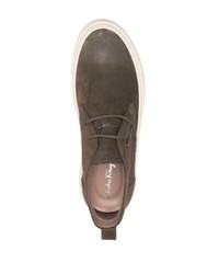 Темно-коричневые замшевые ботинки дезерты от Salvatore Ferragamo