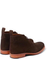 Темно-коричневые замшевые ботинки дезерты от Grenson