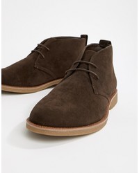 Темно-коричневые замшевые ботинки дезерты от New Look