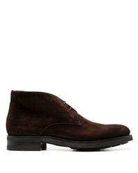 Темно-коричневые замшевые ботинки дезерты от Santoni