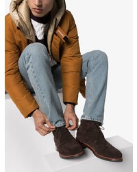 Темно-коричневые замшевые ботинки дезерты от Grenson