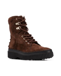 Женские темно-коричневые замшевые ботинки на шнуровке от Tod's